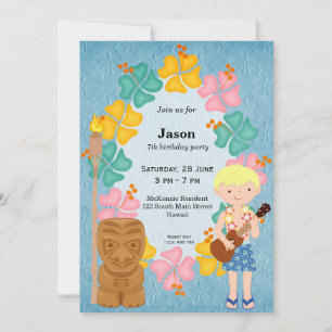 Hawaii birthday boy invitation