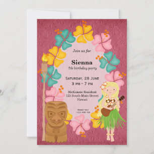 Hawaii birthday girl invitation
