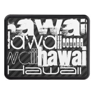 Hawaii; Black & Dark Gray Stripes Trailer Hitch Cover
