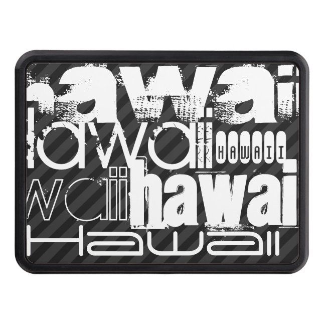 Hawaii; Black & Dark Gray Stripes Trailer Hitch Cover (Front)