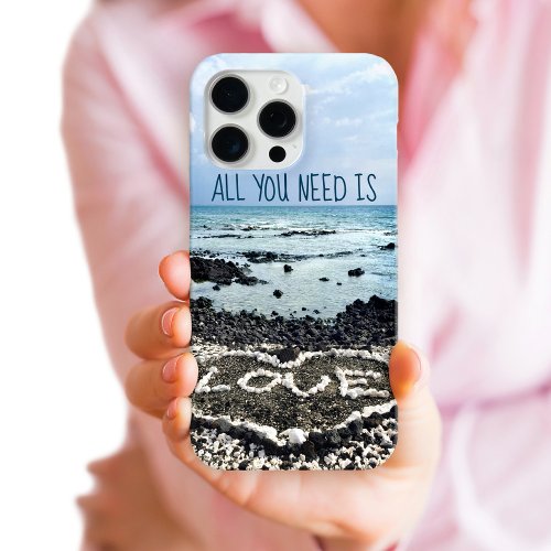 Hawaii Black Sand Beach Coral Heart Love Quote iPhone 15 Pro Max Case
