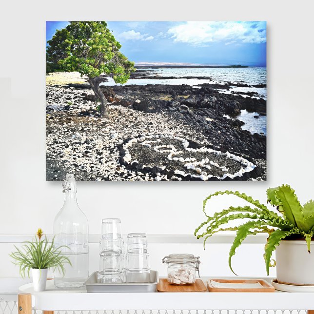 Hawaii Black Sand Beach Coral Love Heart Photo Canvas Print (Creator Uploaded)