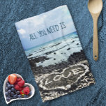 Hawaii black sand beach coral love heart photo kitchen towel<br><div class="desc">Relax and enjoy the beauty of this pristine Big Island black sand beach whenever you use this photo 16”x24” kitchen towel picturing a “love” heart discovered on the Hawaiian coastline. I feel lucky to have spotted this heart made of coral rocks, while walking this beach in the late afternoon. Makes...</div>