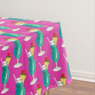 Hawaii Blue Hawaiian Tiki Bar Cocktail Mixed Drink Tablecloth
