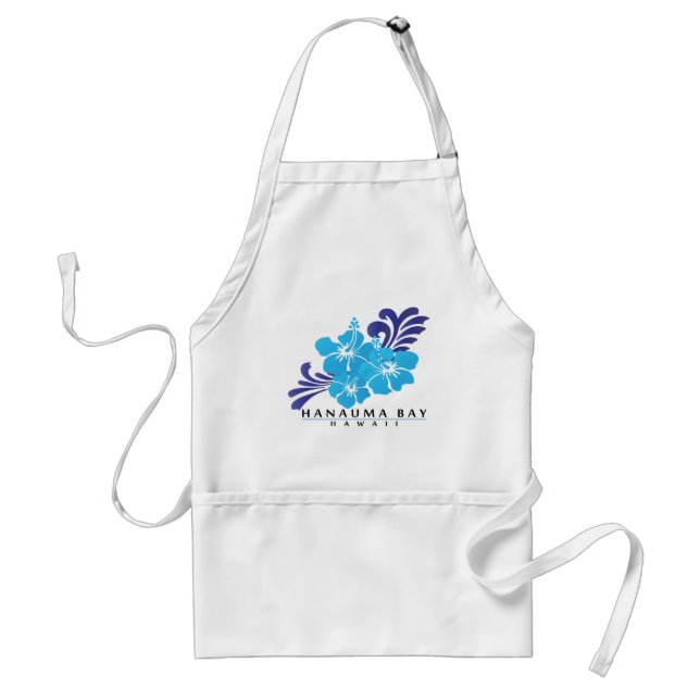 Hawaii Blue Hibiscus Flower Adult Apron (Front)