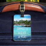 Hawaii blue ocean and green palm trees "summer is" luggage tag<br><div class="desc">“Summer is a state of mind.” Return back to tropical vacation breezes, clear turquoise blue water and swaying green palm trees whenever you travel with this stunning, vibrantly-colored photo luggage tag. Exhale and explore the peace of this sunny Big Island Hawaiian beach. Makes a great gift for someone special! You...</div>