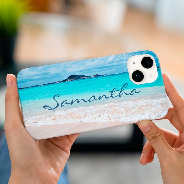 Hawaii blue ocean sandy beach photo add your name Case-Mate iPhone case (Creator Uploaded)