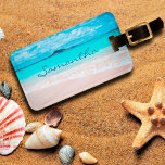 Hawaii blue ocean & sandy beach photo custom name luggage tag<br><div class="desc">Remind yourself of the fresh salt smell of the ocean air whenever you use this stunning, vibrantly-colored photo, personalized name luggage tag. Exhale and explore the solitude of an empty Hawaiian beach. Makes a great gift for someone special! Just type in the name of your choice and you can easily...</div>