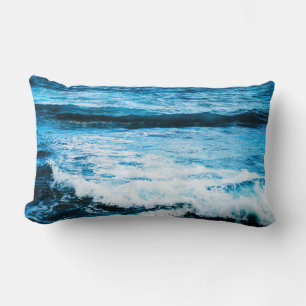 Hawaii blue ocean waves photo simple modern bold lumbar pillow