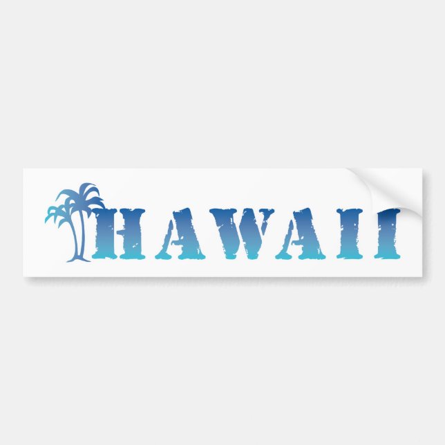 Hawaii blue palm tree bumper sticker (Front)