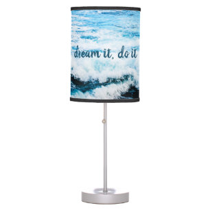 Hawaii Blue Waves Photo  Dream It Do It Quote Bold Table Lamp