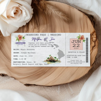 Hawaii Boarding Pass Ticket Wedding Invitation
