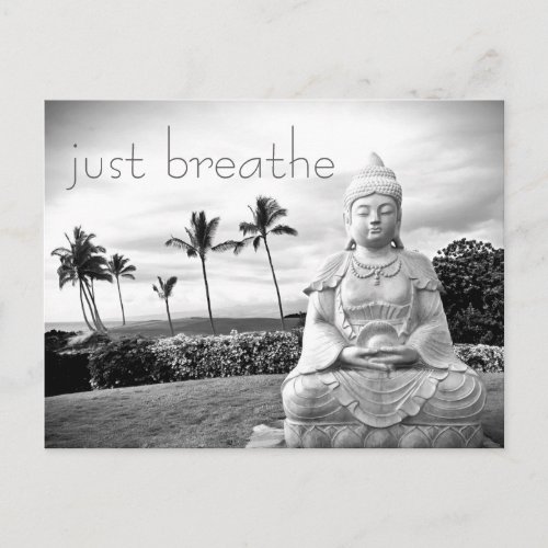 Hawaii Buddha Black and White Photo Just Breathe Postcard