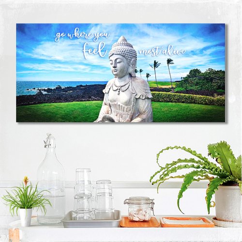 Hawaii Buddha Coastal Photo Inspirational Quote Canvas Print