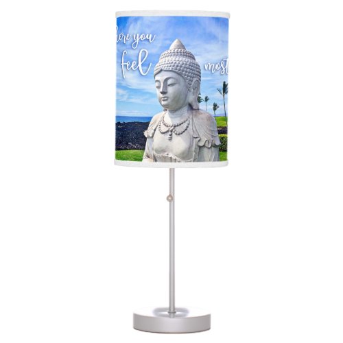 Hawaii Buddha Coastal Photo Inspirational Quote  Table Lamp