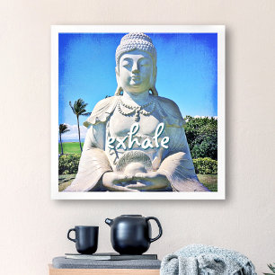 Hawaii Buddha Photography Exhale Quote Script Bold Poster
