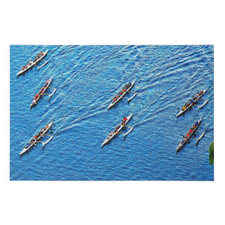 hawaii canoe paddling faux canvas print