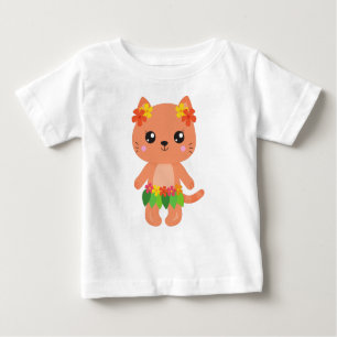 Hawaii Cat, Cute Cat, Orange Cat, Flowers, Luau Baby T-Shirt