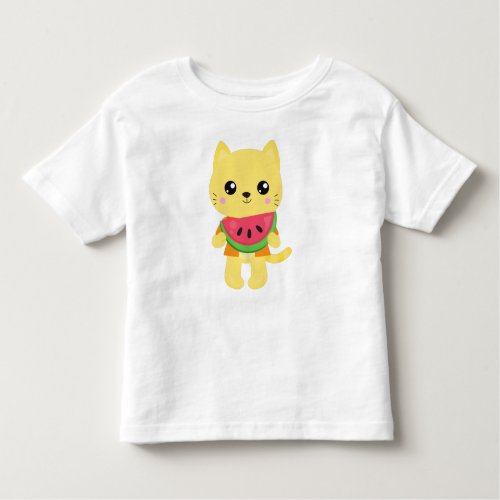 Hawaii Cat Cute Cat Yellow Cat Watermelon Luau Toddler T_shirt