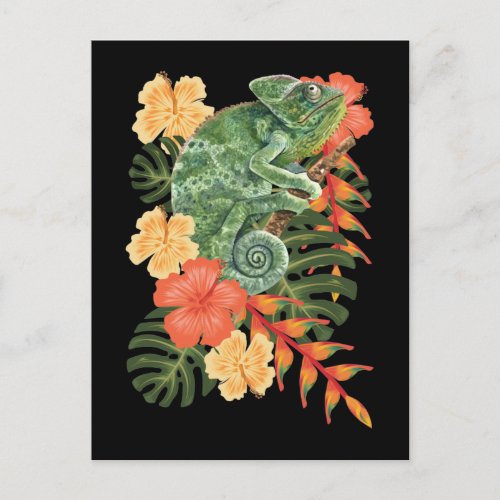 Hawaii Chameleon Flower Reptile Postcard