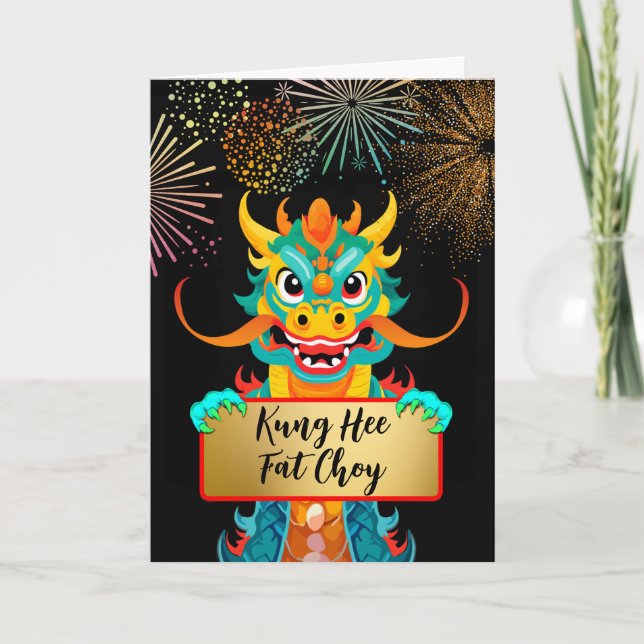 Hawaii Chinese New Year Dragon Kung Hee Fat Choy Holiday Card (Front)
