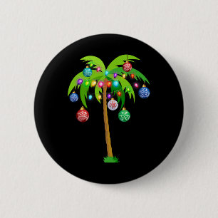 Hawaii Christmas Palm Tree Tropical Xmas Coconut L Button
