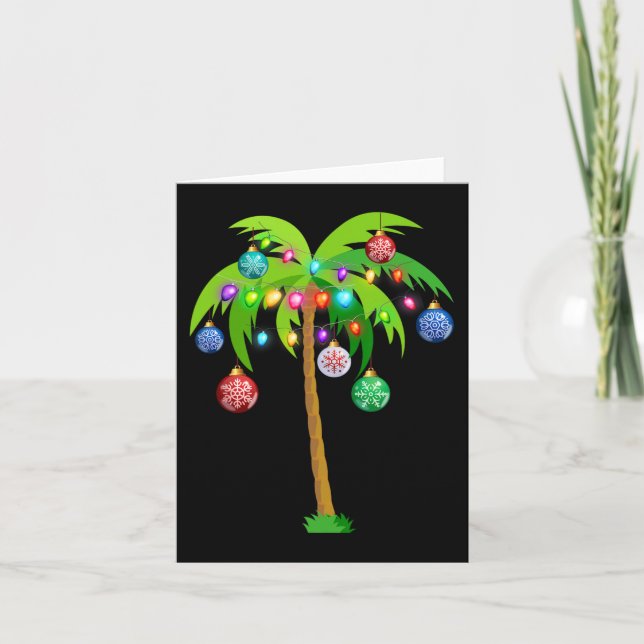 Hawaii Christmas Palm Tree Tropical Xmas Coconut L Card (Front)