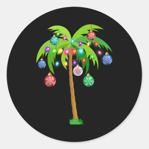 Hawaii Christmas Palm Tree Tropical Xmas Coconut L Classic Round Sticker