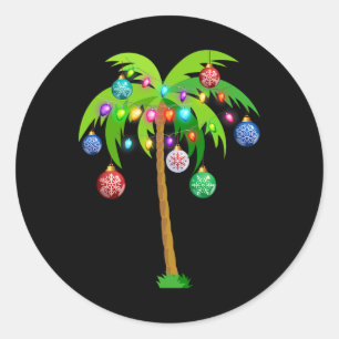 Hawaii Christmas Palm Tree Tropical Xmas Coconut L Classic Round Sticker