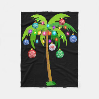 Hawaii Christmas Palm Tree Tropical Xmas Coconut L Fleece Blanket