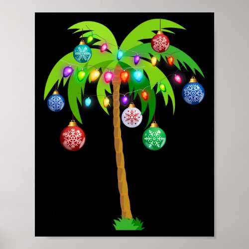 Hawaii Christmas Palm Tree Tropical Xmas Coconut L Poster