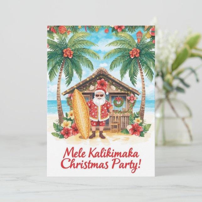 Hawaii christmas  party Hawaii “Mele Kalikimaka!”  Invitation (Standing Front)