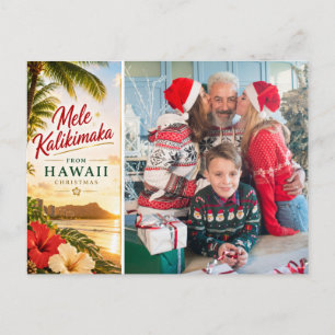 Hawaii Christmas Personalized Family Photo  Holiday Postcard