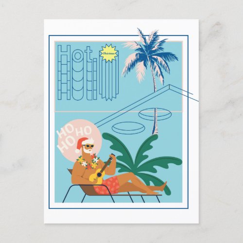 Hawaii Christmas Santa Travel Tropical Beach Holiday Postcard