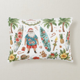 Hawaii Christmas themed with Santa Claus Accent Pillow
