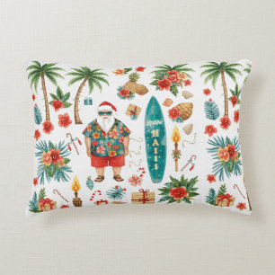 Hawaii Christmas themed with Santa Claus Accent Pillow