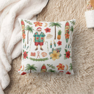 Hawaii Christmas themed with Santa Claus Throw Pillow