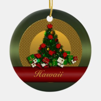 Hawaii Christmas Tree Ornament by christmas_tshirts at Zazzle