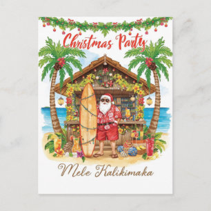 Hawaii Christmas with Santa Claus  Holiday Postcard