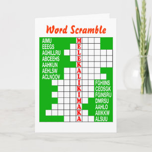 Hawaii Christmas Word Scramble Holiday Card