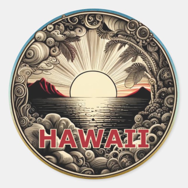 Hawaii  classic round sticker (Front)