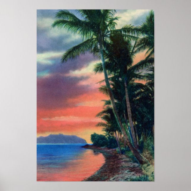 Hawaii Coast at Sunset Poster (Front)