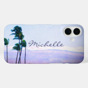 Hawaii Coastal Palm Trees Mountain Custom Name iPhone 16 Plus Case