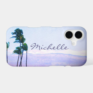 Hawaii Coastal Palm Trees Purple Mountain Name iPhone 17 Case