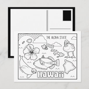 hawaii color me collage postcard