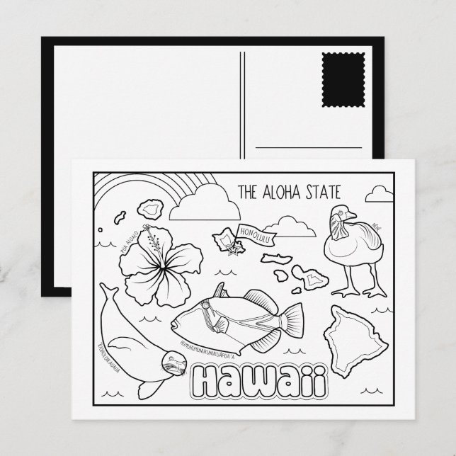 hawaii color me collage postcard (Front/Back)
