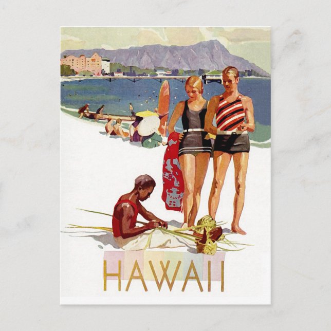 Hawaii, couple on vacation on the coast postcard (Front)