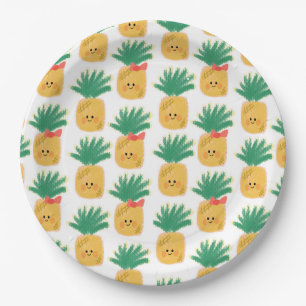 Hawaii Cute Pineapples Tropical Birthday Paper Plates