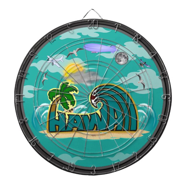 Hawaii Dartboard With Darts (Front)