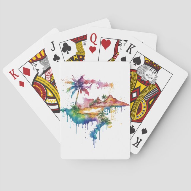 Hawaii design with colorful splatters poker cards (Back)